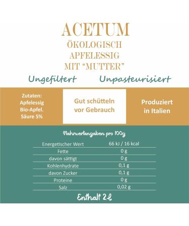 Vinegar Apple cider 2 l with lees - Buy Online on GoSupps.com