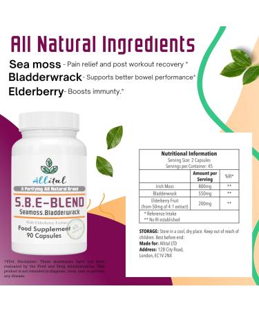 Allital Sea Moss and Bladderwrack Capsules with Elderberry - S.B.E Blend - Buy Online on GoSupps.com