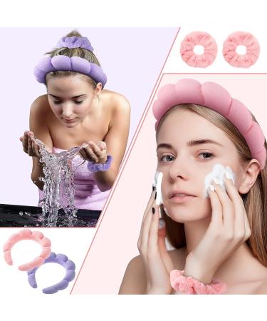 Retrowavy 6 Pcs Spa Headband for Women - Puffy Sponge Terry Cloth Makeup Headband - Skincare Hair Accessories (Pink Purple) - Buy Online on GoSupps.com
