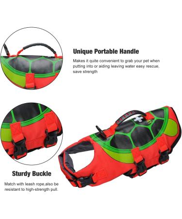 Dog Life Jacket - Adjustable Size with Handle for Swimming & Boating | Turtle Style (S) - Buy Online on GoSupps.com