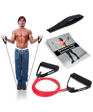 Resistance Band with Handles | Free Resistance Band Door Anchor & PDF Exercise Guide | Resistance Tubes for Women or Men | Stretch Resistant Bands #2 Medium