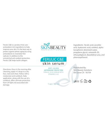 Ferulic Acid CE Serum with Vitamin C+E - Anti-Aging & Wrinkle Treatment for Sun-Damaged Skin (1 oz - Buy Online on GoSupps.com