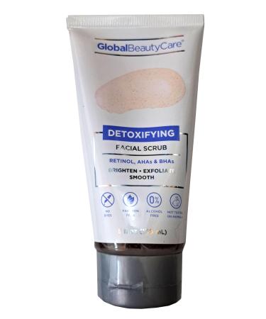 Global Beauty Care - Detoxifying Facial Scrub - Retinol AHAs & BHAs Brighten Exfoliate Smooth 5fl oz