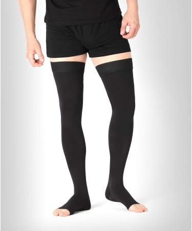 Pani Teresa Medica Compression Stockings - Class 1 Thrombosis Socks for Men & Women (15-21 mmHg) - Open Toe Flight Support Stockings - Size 3 (Black) - Buy Online on GoSupps.com