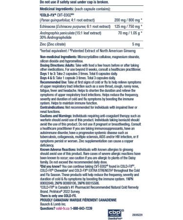 COLD-FX First Signs Helps Relieve & Reduce Frequency Severity & Duration of Cold and Flu Symptoms with North American Ginseng Extract Echinacea Andrographis & Zinc 48 Vegan Capsules 48 count (Pack of 1) - Buy Online on GoSupps.com