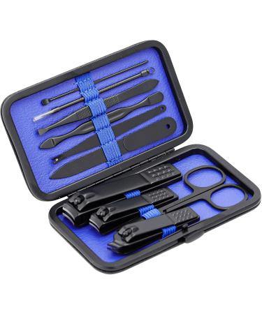 Glamne 10 in 1 Manicure Set - Professional Stainless Steel Nail Clippers & Care Tools with Leather Travel Case - Blue - Perfect for Travel & Home Use - Buy Online on GoSupps.com