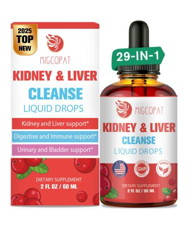 Kidney and Liver Cleanse Detox & Repair Drops Cranberry and Milk Thistle Supplement with Artichoke Astragalus Horsetail Natural Herbal for Liver Kidney Urinary Tract Bladder 60ml 2 Fl Oz (Pack of 1)