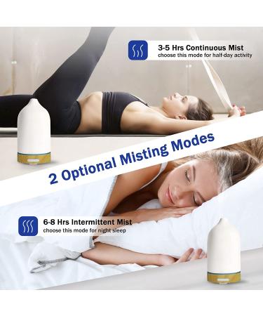 100ml Ultrasonic Essential Oil Diffuser | Cool Mist Aromatherapy Diffuser with Waterless Auto Shut-Off & 7 Color LED Lights - Ideal for Home, Yoga, Spa | Ceramic Design - Buy Online on GoSupps.com