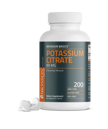 Bronson Potassium Citrate 99mg Essential Mineral Non-GMO, 200 Vegetarian Tablets