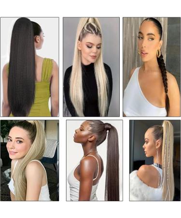 32inch Long Braid Ponytail Extension with Elastic Tie Sleek Straight Braids Ponytail Natural Soft Synthetic Hairpiece for Women Girls (#1B 32INCH/80CM) 32INCH/80CM #1B - Buy Online on GoSupps.com