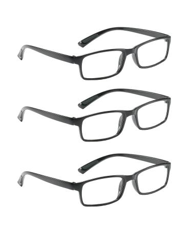 NRDIK Profex Lightweight (3-pack) flexible reading glasses impact scratch-resistant bending non -ise unisex (men +women) cheap +1.0 +2.0 +2.5 +3.0 +3.5 +4.0 (black rectangular) black 1.0 diopter - Buy Online on GoSupps.com