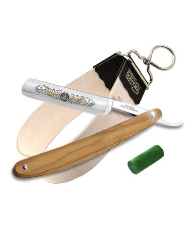 Professional razor-set made in Germany string string pine and olive wood beard knife from Solingen-traditional razor set beard care for men ideal for shaving and trimming