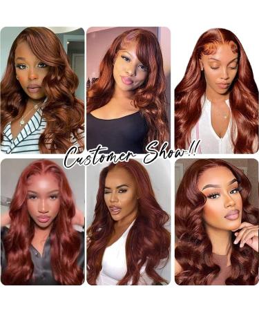 Reddish Brown 22 Body Wave Human Hair Lace Front Wig | 180% Density Auburn Brown Wig for Black Women - Buy Online on GoSupps.com