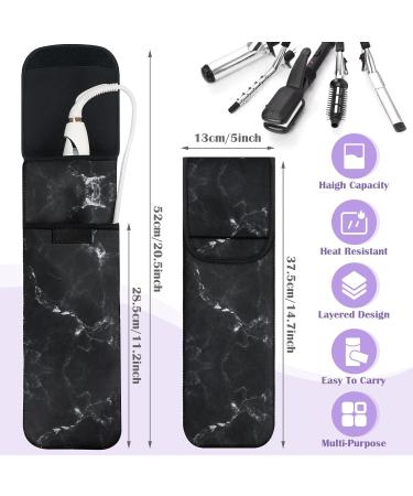 Shappy 2 Pack Heat Resistant Neoprene Curling Iron Holder & Flat Iron Travel Case - Marble Pattern - Perfect for Hair Tools & Daily Use - 15x5 Inches - Buy Online on GoSupps.com
