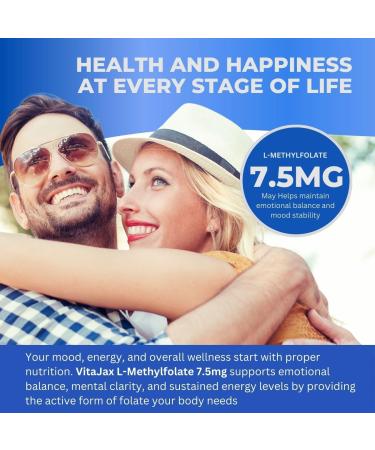 L Methylfolate 7.5 mg | 120 Caps | Value Pack | Max Potency | Active Folate | Gluten Free | Methyl Folate 5-MTHF | No Filler Doctor Designed and Formulated - Buy Online on GoSupps.com