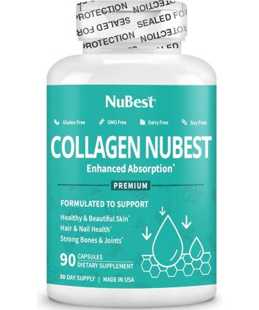 NuBest Collagen Super Collagen Peptides - Revitalizes Skin Hair & Nails - Bone & Joint Strength - Beauty Collagen Formula for Men & Women - 1 500 mg Per Serving | 90 Capsules Pack 1 New - Buy Online on GoSupps.com