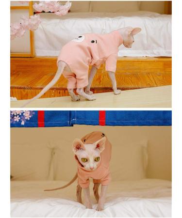 TENGTUD Hairless Cat Clothes Pet Warm Clothes for Sphynx Cat Pure Cotton Four Feet -XS_pink - Buy Online on GoSupps.com