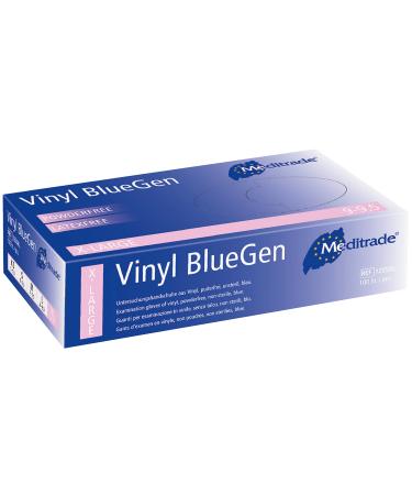 Meditrade BlueGen Blue Vinyl Examinaiton Gloves X-Large N/S P/F x100 Blue XL Vinyl BlueGen PF