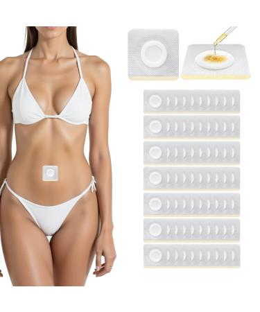 100 PCS Castor Oil Patches Castor Oil Pack Wrap Self-Adhesive Pads for Belly Button Disposable Organic Cotton Anti Leakage Leak-Proof Design Breathable & Portable Wash Free Hot-rolled Fabric White