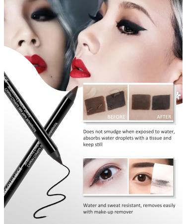LYSdefeu Gel Eyeliner - 2 Pcs Black Waterproof Smudge-proof Matte Gel Eyeliner Pencil Fade-Proof Eye Liner Pencil Soft Smooth Easy-to-Sharpen Pencil for Women Cat Eye/Smoky Eye Makeup with Sharpener - Buy Online on GoSupps.com