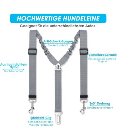 Slowton 2-in-1 Dog Car Seat Belt - Durable Adjustable Reflective Tangle-Free for Small Dogs - Gray - Buy Online on GoSupps.com