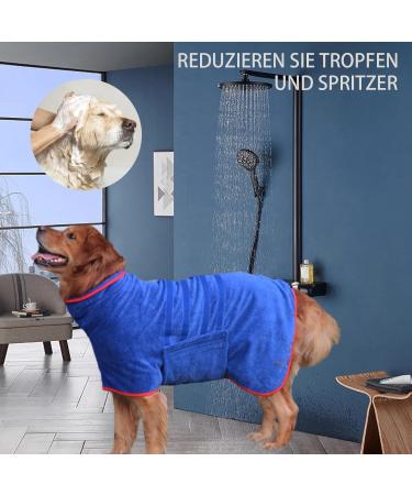 Bibykivn Dog Bathrobe - Super Absorbent Microfiber Cuddle Robe for Pets | Adjustable Velcro Fastener | Quick Drying - Size S Blue - Buy Online on GoSupps.com