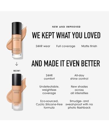 bareminerals Barepro 24HR Wear Matte Liquid Foundation Mineral SPF 20, Full Coverage Foundation Makeup for Mature Skin, Oil-Free, Vegan - Buy Online on GoSupps.com