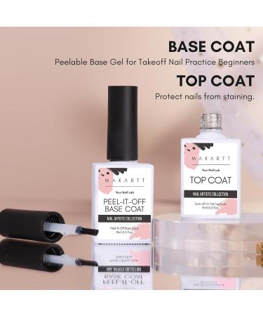 Makartt Peel Off Base Coat and Top Coat 2 * 15ml Long Lasting Shine Clear No Wipe Gel Top Coat Base Coat Nail Polish No Filing Soaking-off Needed for Nail Art Home DIY Manicure Salon Peel Off Base Coat&top Coat - Buy Online on GoSupps.com