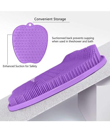 Non-Slip Shower Foot Scrubber Mat with Silicone Brush - Purple - Buy Online on GoSupps.com