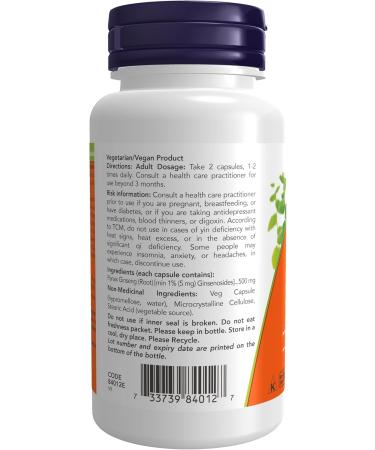 NOW Supplements Panax Ginseng Extract 500mg Capsules 100 Count - Buy Online on GoSupps.com