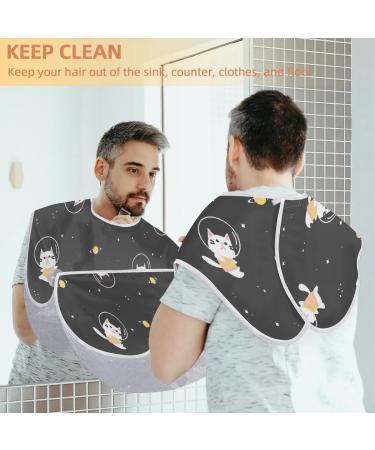 Galaxy Cat Beard Bib Apron | Non-Stick Waterproof Hair Catcher for Men | Perfect Grooming Cape with Suction Cups - Ideal Gifts - Buy Online on GoSupps.com