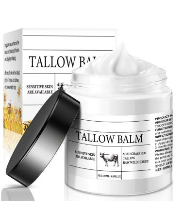 Beef Tallow for Skin Organic Beef Tallow for Face 4 Oz. Whipped Beef Tallow Balm for Sensitive Skin Deep Moisturizing For Face Cream Unscented- Natural Skin Care for Body & Face Moisturizer N-White