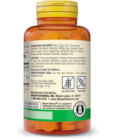 MASON NATURAL Vitamin B6 50 mg with Calcium - Healthy Heart Supports Muscle and Nerve Function Improved Energy Metabolism 100 Tablets - Buy Online on GoSupps.com