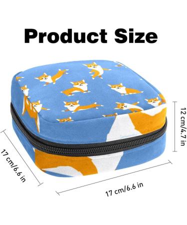 Stylish Menstruation Pad Bag with Zipper - Cute Corgi Pattern - Perfect for Tampons & Napkins - Ideal for Women & Girls on the Go - Buy Online on GoSupps.com