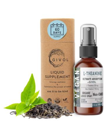 GIVOL 200mg L-Theanine & 150mg Vitamin C Liquid Spray for Kids & Adults - Real Peach Extract Flavor - Non-GMO Gluten Free Sugar Free Alcohol Free All Natural - 2 Fl Oz 60 Days Supply