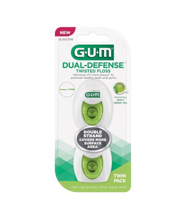 Buy GUM Dual-Defense Twisted Dental Floss - Double Strand Waxed Floss with Green Tea & Mint - 2ct (3pk) | International Shipping Available - Buy Online on GoSupps.com