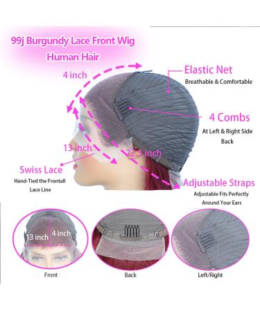 22 Inch 99j Burgundy Lace Front Wig Human Hair 180% Density | HD Transparent Body Wave Pre Plucked Wig for Black Women - Buy Online on GoSupps.com