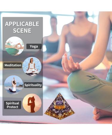 Orgone Pyramid Positive Energy Crystal Pyramid Flower of Life Quartz with Agate Protection Crystals Energy Generator for Stress Reduce Healing Meditation Attract Wealth Lucky (Amethyst PurpleBall) - Buy Online on GoSupps.com