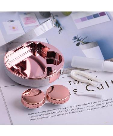 Portable 5-in-1 Contact Lens Container with Mirror - Cute Travel Set for Daily Use - Ideal for Colored Lenses - Outdoor Eye Care in Open Rose - Buy Online on GoSupps.com