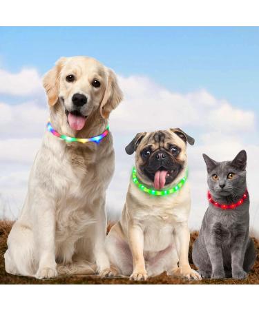 Auauy LED Light Neck Band for Dogs & Cats - Adjustable USB Rechargeable Waterproof Silicone Collar with 4 Modes (Pink) | Pet Safety Gear - Buy Online on GoSupps.com