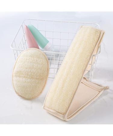 Natural Loofah Back Scrubber Set - Exfoliating Pads & Body Sponge for Deep Clean Skin Care - Buy Online on GoSupps.com