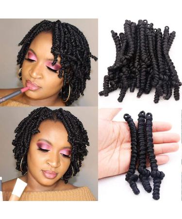 6 inch 20Strands/Pack Pre-twisted Passion Twists Crochet Braids hair Cute Short Spring Twist Crochet hair bob Pre Looped Spring Twist Hair 6packs Pretwisted Passion Twist Crochet Braids 6 Inch (Pack of 6) 1B