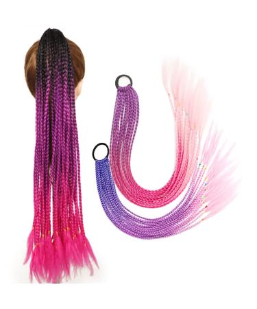 2 pieces of hair parts dirty braid colored clip in hair extensions synthetic hair part colorful hair parts suitable for parties performances daily women's/girls hair bands - Buy Online on GoSupps.com