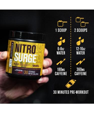 Jacked Factory Nitrosurge Build Pre Workout with Creatine for Muscle Building (30 Servings Arctic White) & Creatine Monohydrate Powder for Muscle Growth & Increased Strength (30 Servings Unflavored) - Buy Online on GoSupps.com