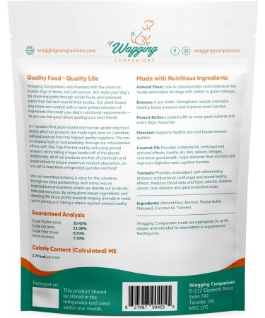 Wagging Companions PB&B | Dog Treats | Plant-Based Human-Grade and Safe for All Dogs | Daily Greens for Dogs | Probiotic Prebiotic and Antioxidant | Bite Sized Biscuits - Buy Online on GoSupps.com