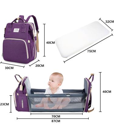 Shop Multifunctional Baby Wrap Bag Backpack - Large Capacity Diaper Backpack with Water-Repellent Design for Travel | Best Diaper Support for Moms & Dads - Violet - Buy Online on GoSupps.com