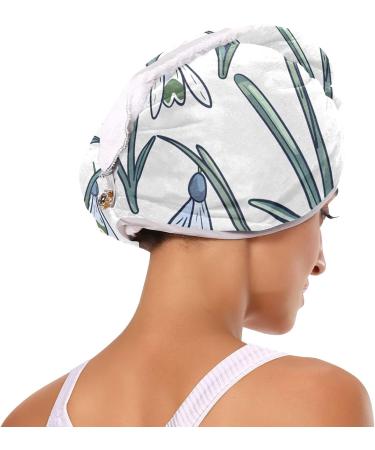 Snowdrops Flowers Hair Towel 2 Pack - Super Absorbent Quick Dry Hair Turbans for Women & Girls | Perfect Hair Drying Solution - Buy Online on GoSupps.com