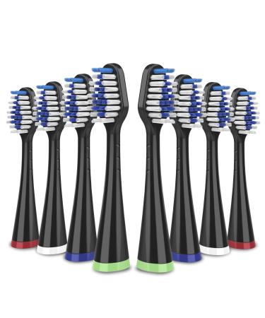 Replacement Toothbrush Heads for Waterpik Complete Care 5.0/9.0 (CC-01/WP-862), STRB-8WB, (8-Pack, Black)