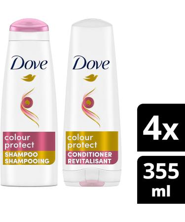 Dove Colour Protect Shampoo & Conditioner for coloured hair with Bio-Nourish Complex for everyday hair care 355 ml (Pack of 4: 2 Shampoos + 2 Conditioners) Colour Care Shampoo + Conditioner 355 ml (Pack of 4) - Buy Online on GoSupps.com
