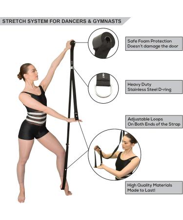 Stretch Strap with Door Anchor for Improved Leg Stretching - Perfect Home Equipment for Ballet, Dance, MMA, Yoga & Gymnastics - Includes Booklet & Box (Black) - Buy Online on GoSupps.com